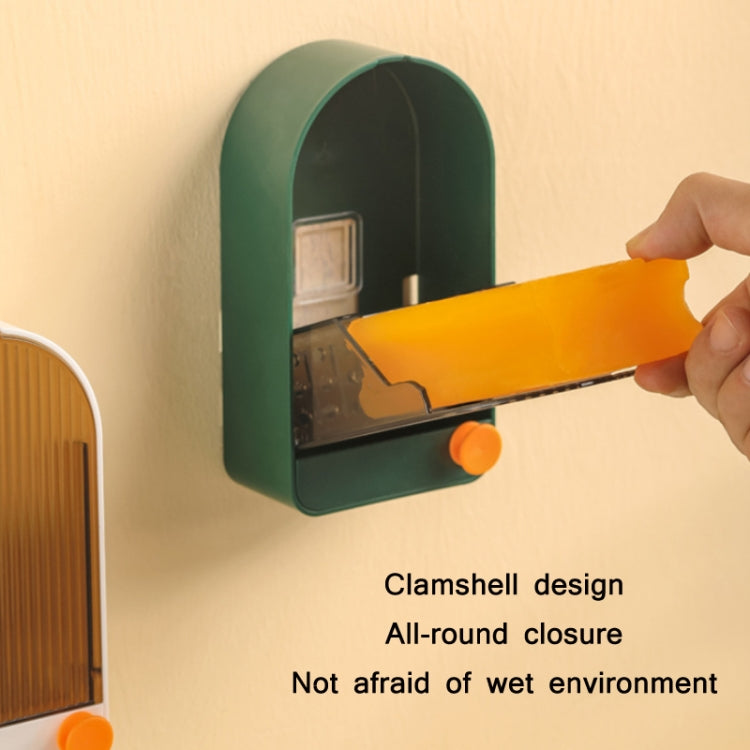Home Bathroom Wall Mounted Drain Soap Dish With Lid(Green Gray)