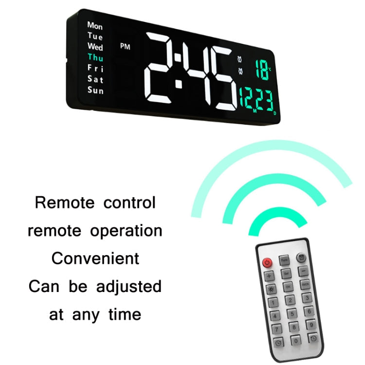 6626 Living Room Wall-Mounted Large Screen Display LED Digital Clock, Color: Green Temperature