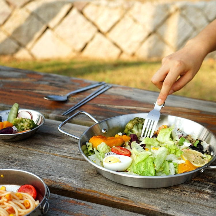Outdoor Camping Stainless Steel Binaural Pans(24cm)
