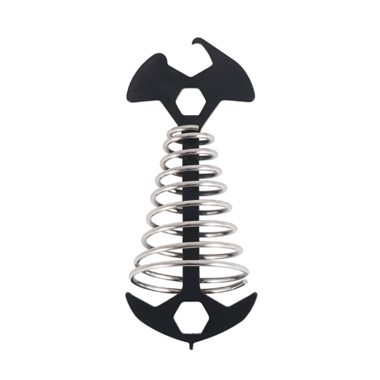 5 PCS Multifunctional Outdoor Camping Fishbone Nail Spring Hook Wind Rope Buckle(Black)