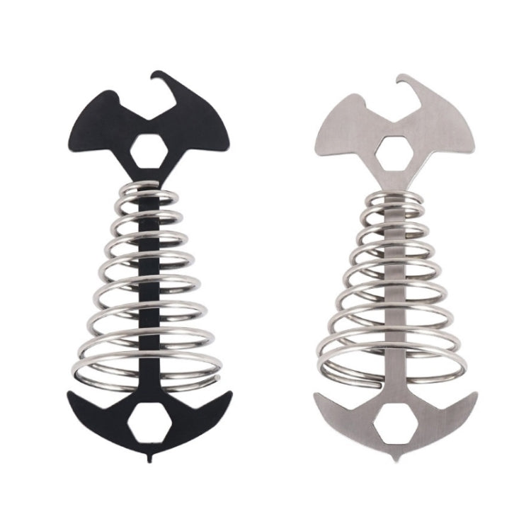 5 PCS Multifunctional Outdoor Camping Fishbone Nail Spring Hook Wind Rope Buckle(Stainless Steel)