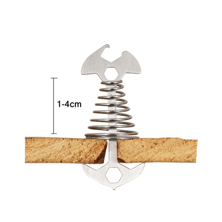 5 PCS Multifunctional Outdoor Camping Fishbone Nail Spring Hook Wind Rope Buckle(Stainless Steel)