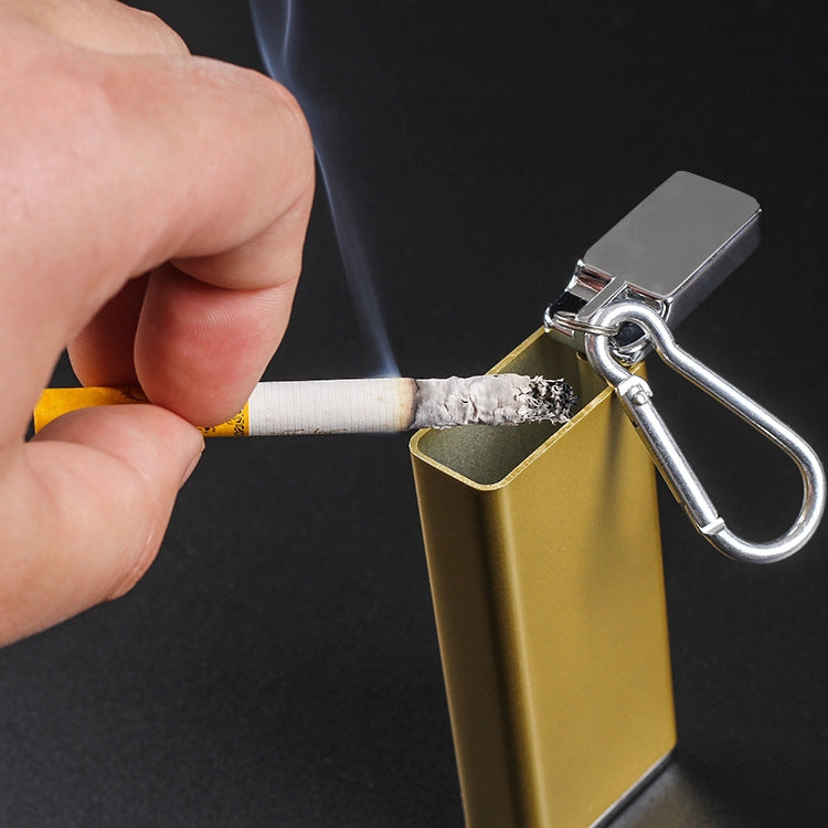 Portable Cigarette Case Portable With Lid Sealed Ashtray, Color: Silver