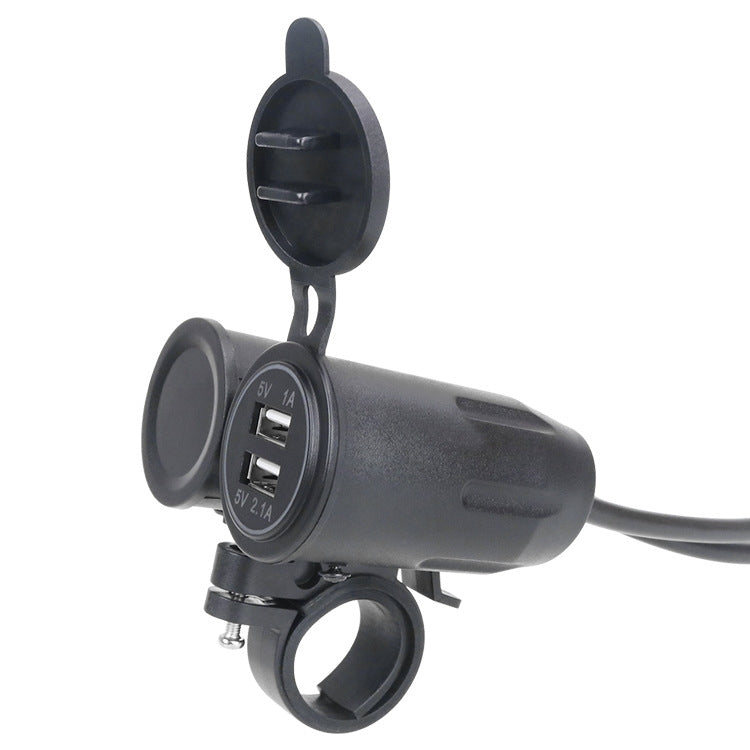 Motorcycle Modified With Bracket Dual USB 3.1A Charging With Temperature Voltage Bracket(Red Light)