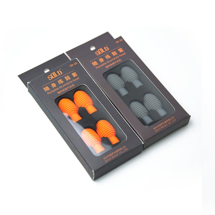 4 PCS / Set Drum Sticks Silicone Head Drum Cover Practice Drums Mute Protective Case(Orange)