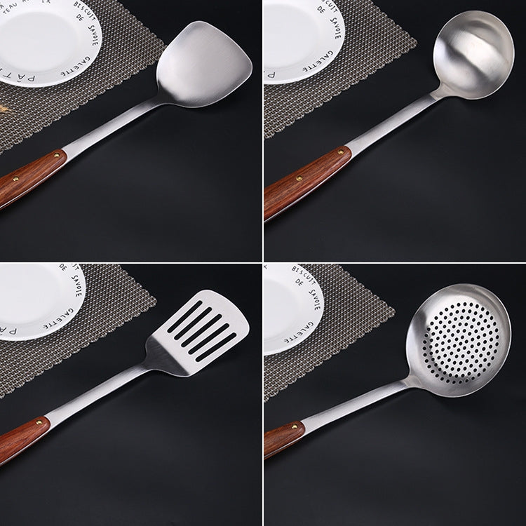 304 Stainless Steel Wooden Handle Kitchenware Home Kitchen Equipment, Style: Fried Spatula
