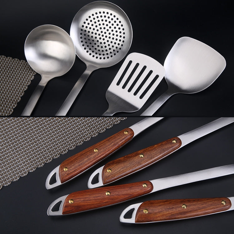 304 Stainless Steel Wooden Handle Kitchenware Home Kitchen Equipment, Style: Fried Spatula