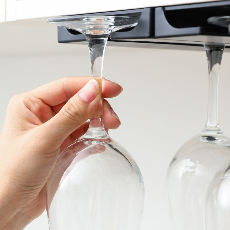 2 PCS Living Room Kitchen Free Punch Goblet Wine Glass Hanging Rack(Black)