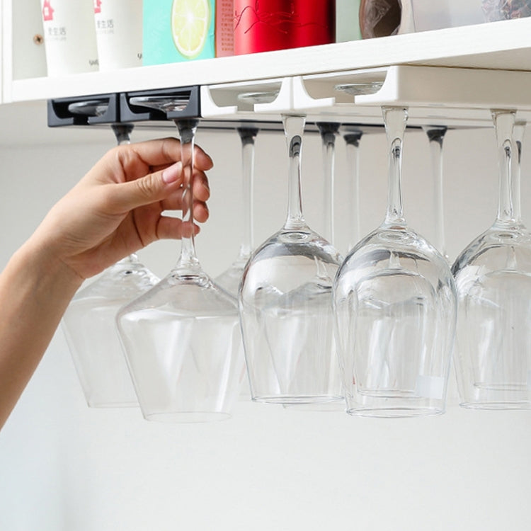 2 PCS Living Room Kitchen Free Punch Goblet Wine Glass Hanging Rack(Black)