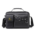 WEIXIER D235 Men Shoulder Bag Portable PU Leather Handbag(Plain Texture Black)