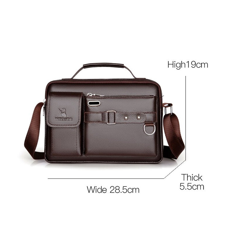 WEIXIER D235 Men Shoulder Bag Portable PU Leather Handbag(Litchi Texture Black)