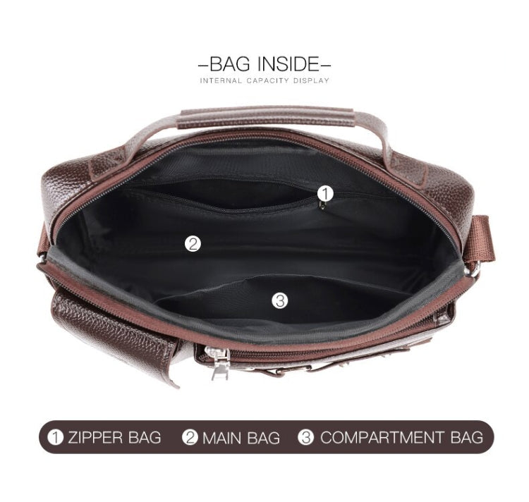 WEIXIER D235 Men Shoulder Bag Portable PU Leather Handbag(Litchi Texture Black)