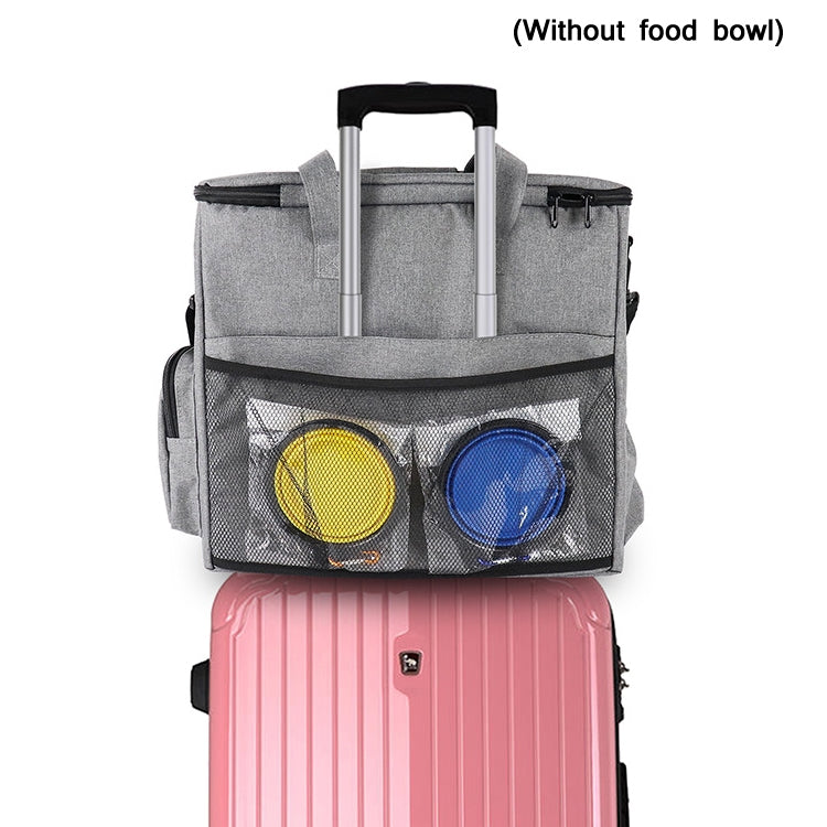 Travel Portable Carry Out Pet Supplies Storage Single-shoulder Bag Without Dog Bowl(Black)