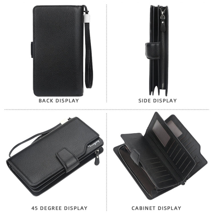 Baellerry Casual Wallet Long Clutch Tri-fold Wallet Multifunctional Phone Bag For Men(Black)