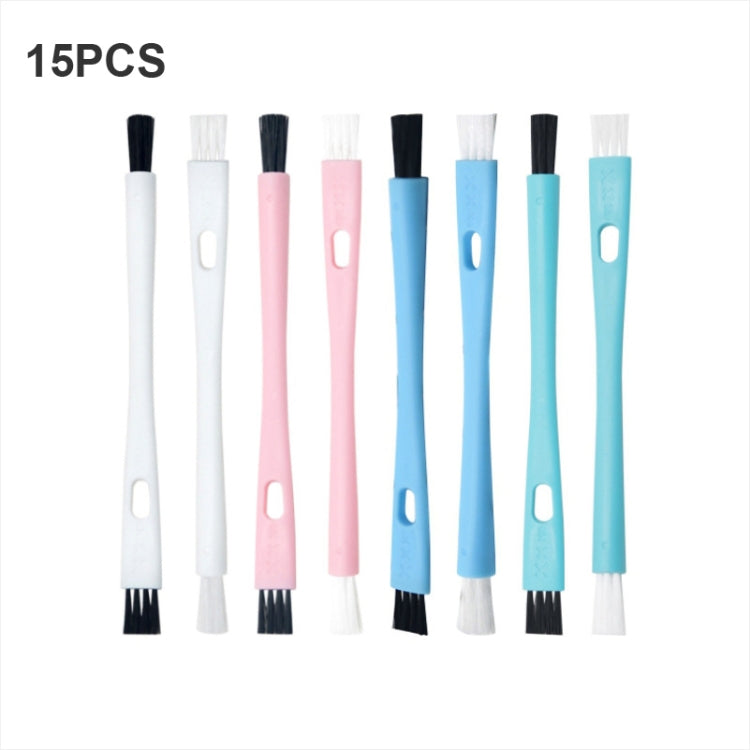 15 PCS Double-ended Cleaning Brush Coffee Maker Grinder Small Bristle Brush(Random Color Delivery)