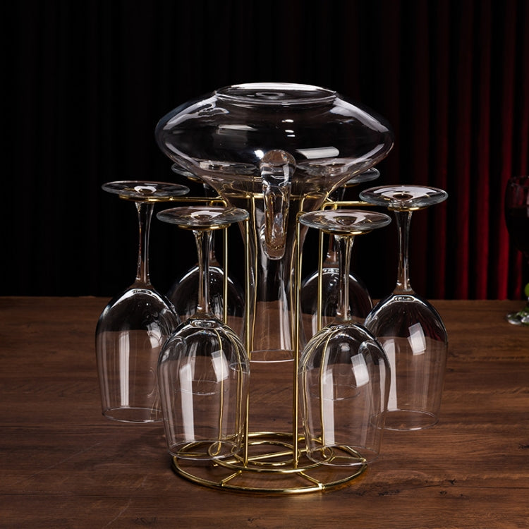 Wrought Iron Red Wine Glass Holder Decanter Stand Goblet Holder(Imitation Golden Semi-mug)