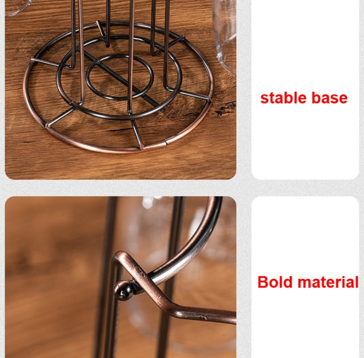 Wrought Iron Red Wine Glass Holder Decanter Stand Goblet Holder(Rose Gold)