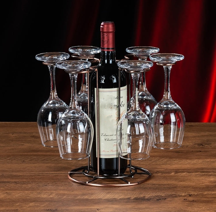Wrought Iron Red Wine Glass Holder Decanter Stand Goblet Holder(Imitation Golden Semi-mug)