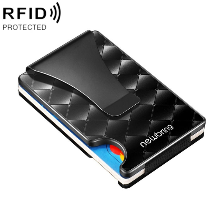 NEWBRING Large-capacity Multi-card Metal Anti-magnetic Card Holder(Diamond Pattern)