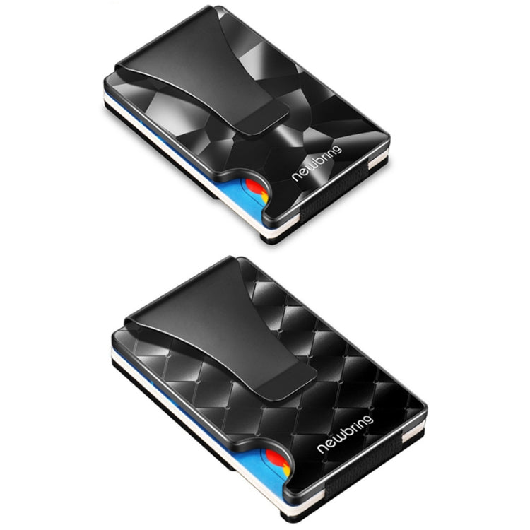 NEWBRING Large-capacity Multi-card Metal Anti-magnetic Card Holder(Diamond Pattern)