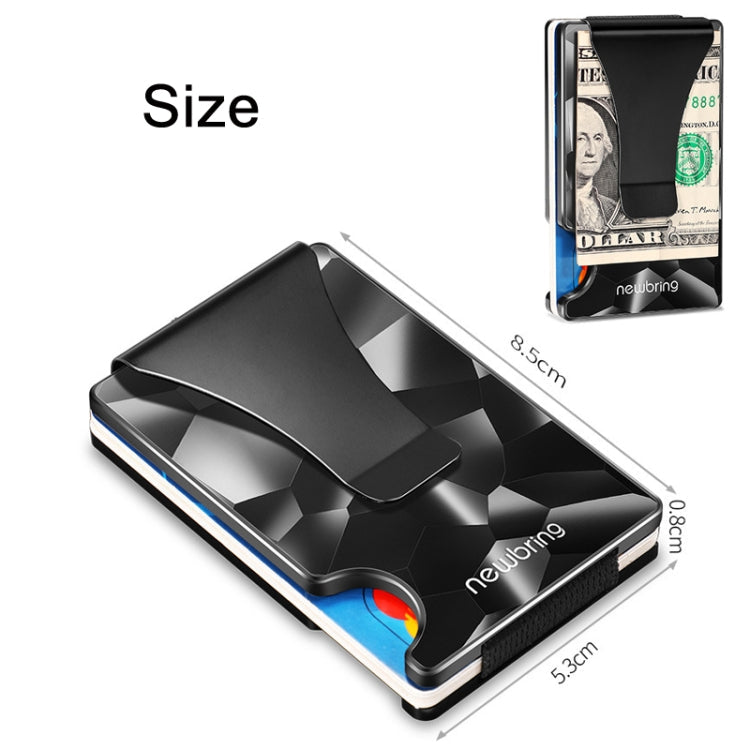 NEWBRING Large-capacity Multi-card Metal Anti-magnetic Card Holder(Diamond Pattern)