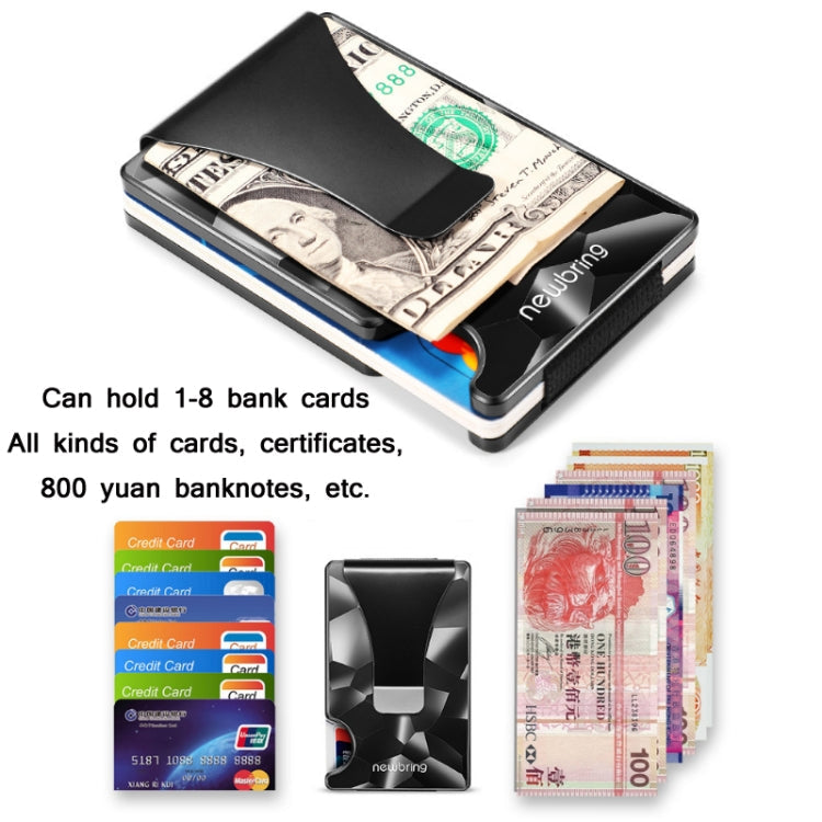 NEWBRING Large-capacity Multi-card Metal Anti-magnetic Card Holder(Diamond Pattern)