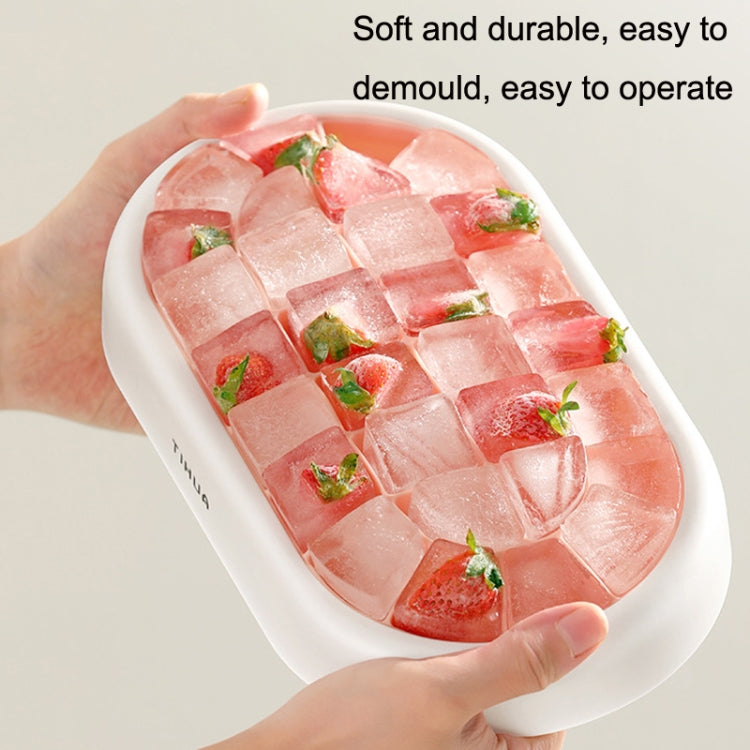 S10001 28 Grid Silicone Soft Bottom Refrigerator Frozen Ice Cube Mold(Light Blue)