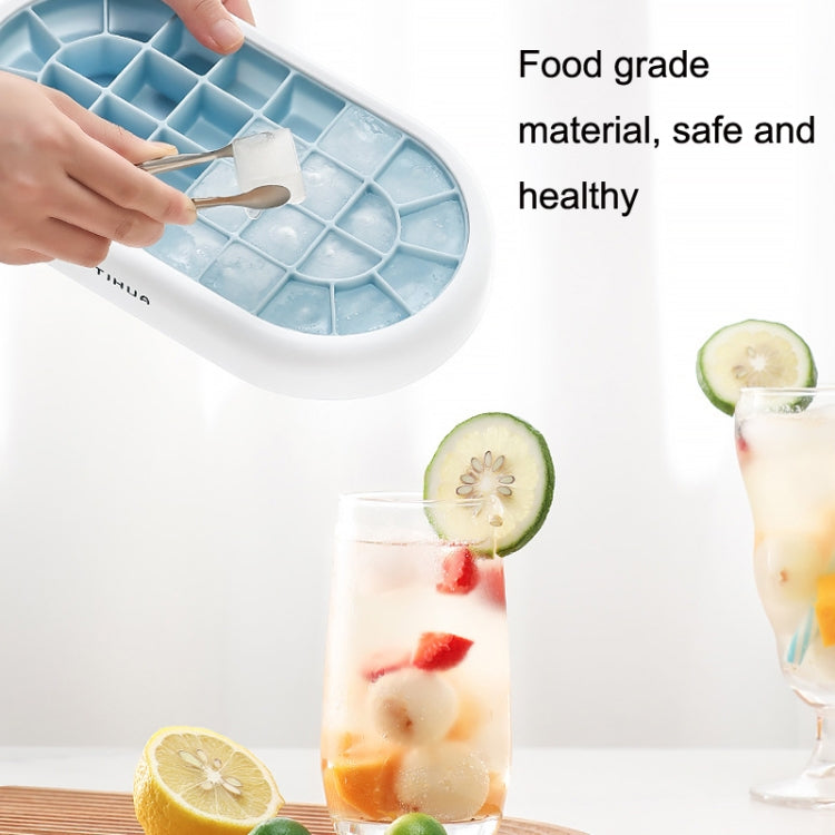 S10001 28 Grid Silicone Soft Bottom Refrigerator Frozen Ice Cube Mold(Light Blue)