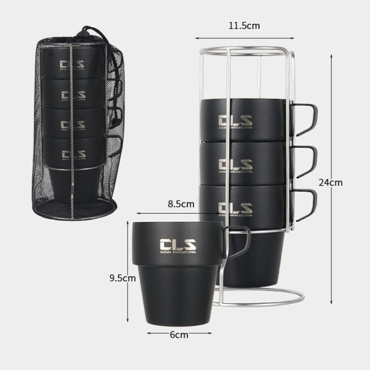 CLS 4 in 1 Outdoor 304 Stainless Steel Camping Cup(300ml)