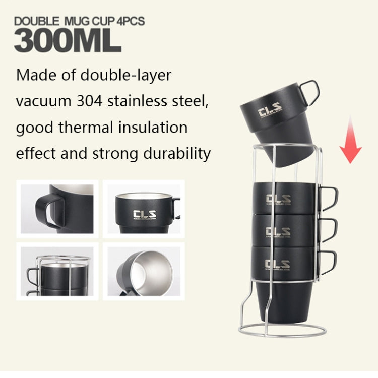 CLS 4 in 1 Outdoor 304 Stainless Steel Camping Cup(300ml)