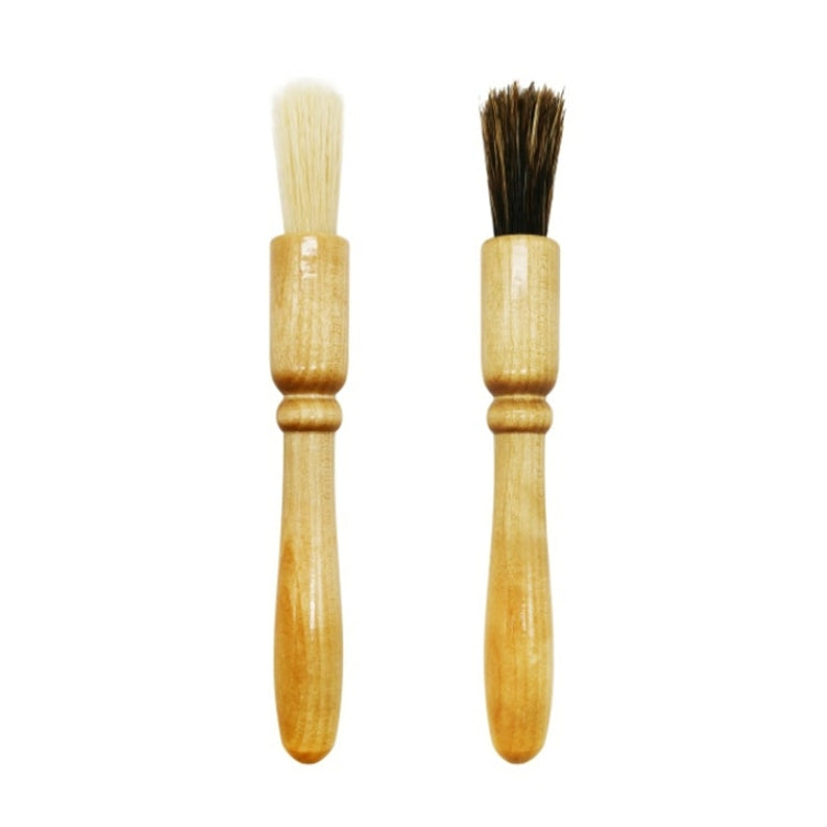 Wooden Handle Coffee Grinding Brush Barbecue Brush Pig Bristle Cleaning Brush(White)