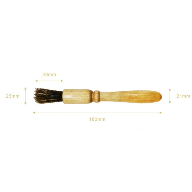 Wooden Handle Coffee Grinding Brush Barbecue Brush Pig Bristle Cleaning Brush(White)