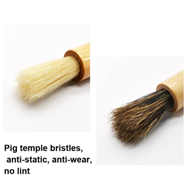 Wooden Handle Coffee Grinding Brush Barbecue Brush Pig Bristle Cleaning Brush(White)