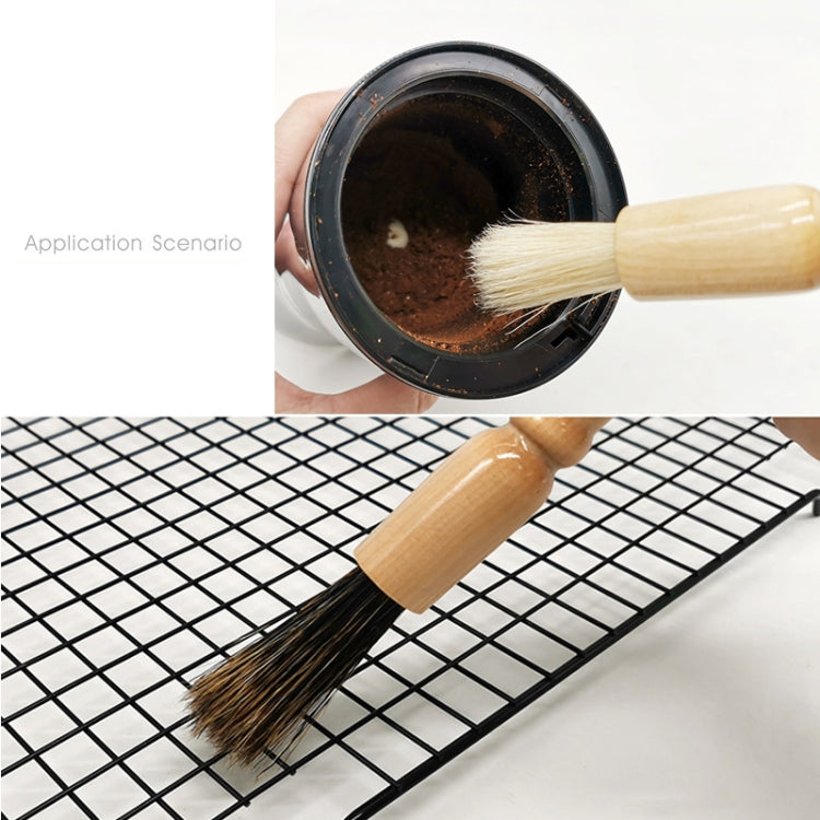 Wooden Handle Coffee Grinding Brush Barbecue Brush Pig Bristle Cleaning Brush(Floral)