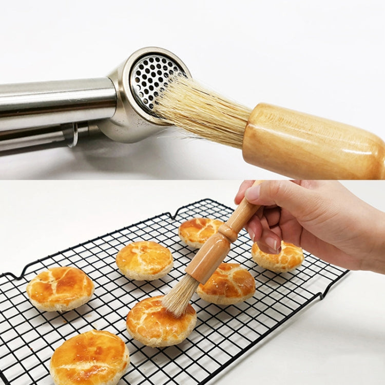 Wooden Handle Coffee Grinding Brush Barbecue Brush Pig Bristle Cleaning Brush(Floral)
