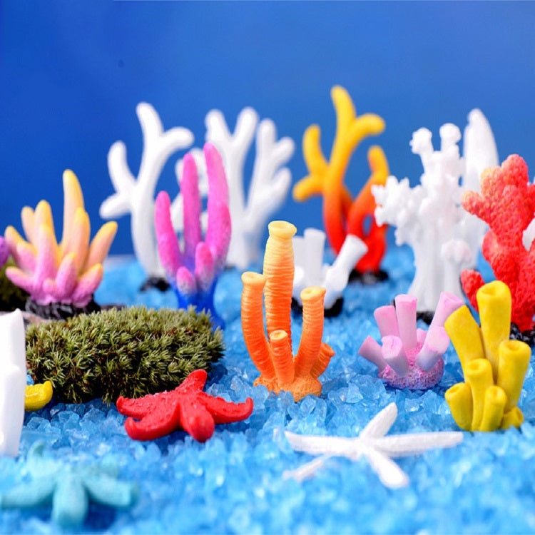 10 PCS Simulation Resin Coral Aquarium Fish Tank Small Ornaments, Colour: No. 1 White