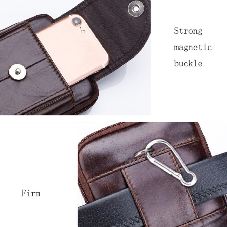 BULL CAPTAIN  Leather Multifunctional Waist Bag For Men(Brown-10)