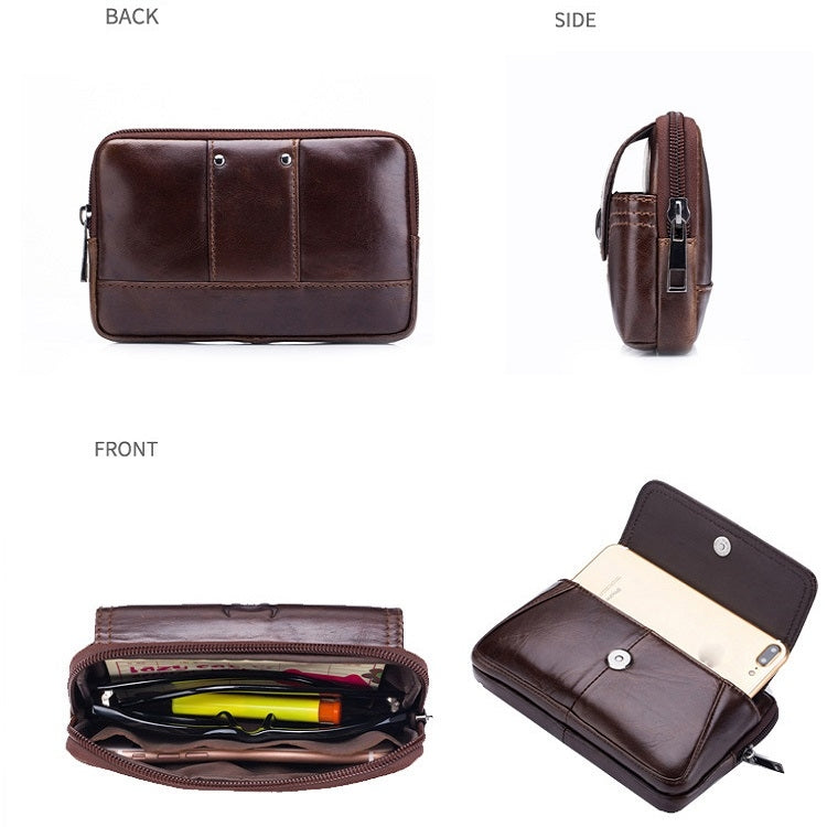 BULL CAPTAIN  Leather Multifunctional Waist Bag For Men(Brown-10)