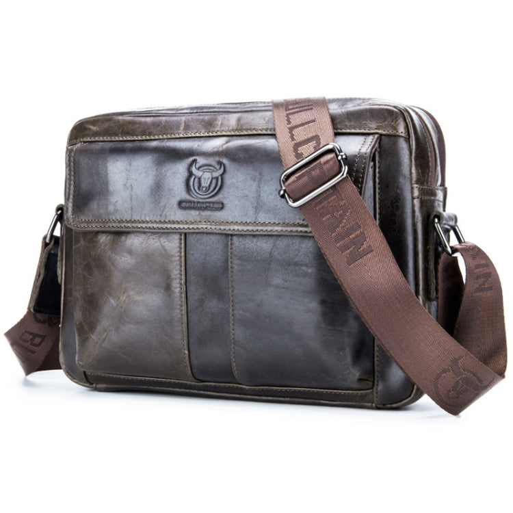 BULL CAPTAIN  Double Layer Leather One Shoulder Messenger Bag For Men(Iron Blue)