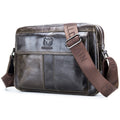BULL CAPTAIN  Double Layer Leather One Shoulder Messenger Bag For Men(Iron Blue)