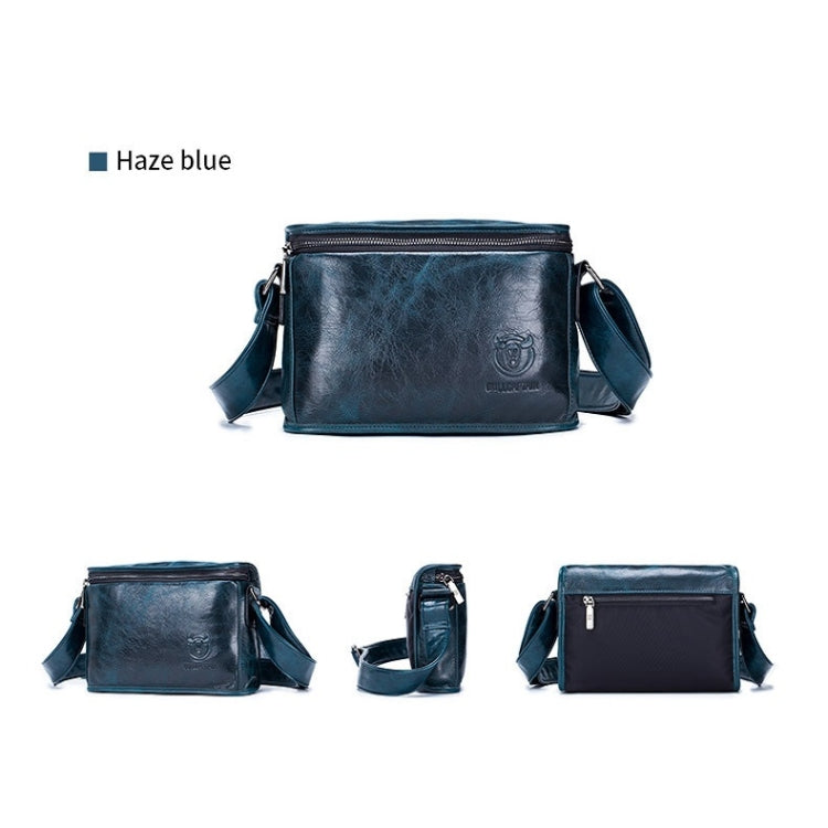 BULL CAPTAIN Leather Shoulder Messenger Bag For Men(Smog Blue)
