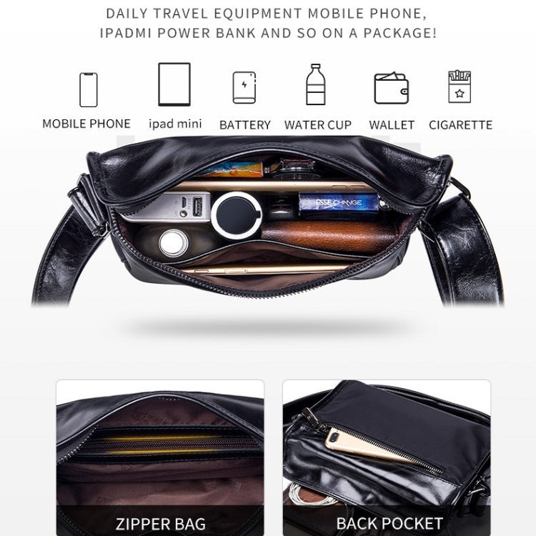 BULL CAPTAIN Leather Shoulder Messenger Bag For Men(Smog Blue)