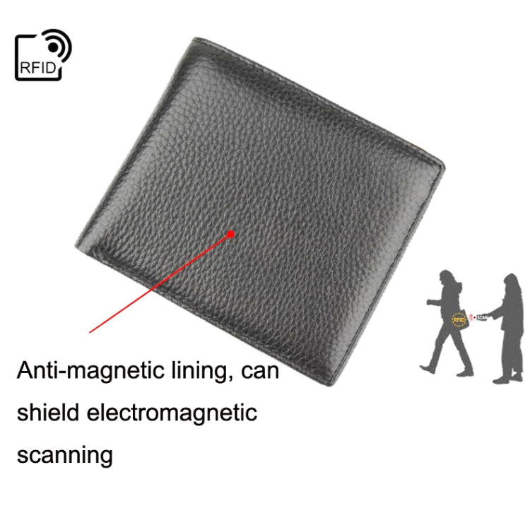 K-8018 RFID Anti-theft First Layer Cowhide Coin Purse Men Wallet