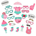 3 Sets Baby Birthday Party Gender Reveal Stickers Photo Props(25PCS/Set Girls Suit)