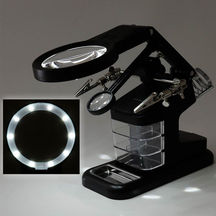 Desktop Multifunctional Chip Welding Repair Inspection Magnifying Glass with LED Light(White)