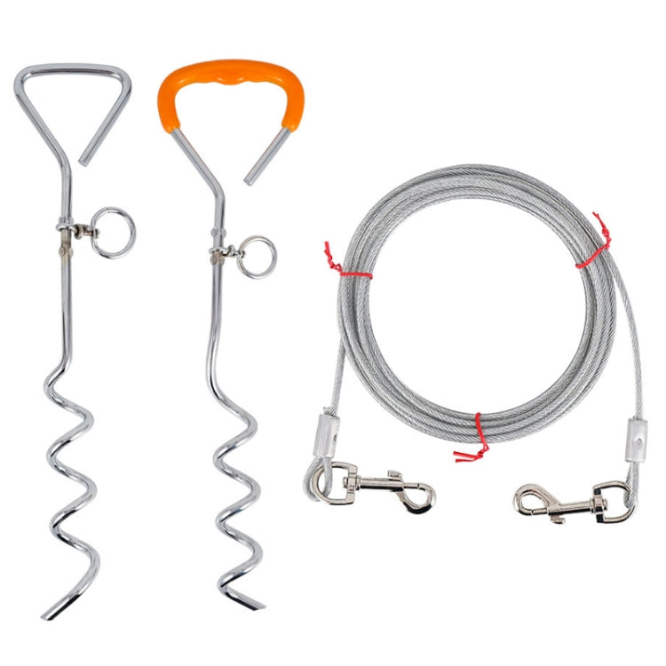Outdoor Pet Leash Stainless Steel Ground Nail Fixing Bolt, Specification： Upgrade + Wire Rope