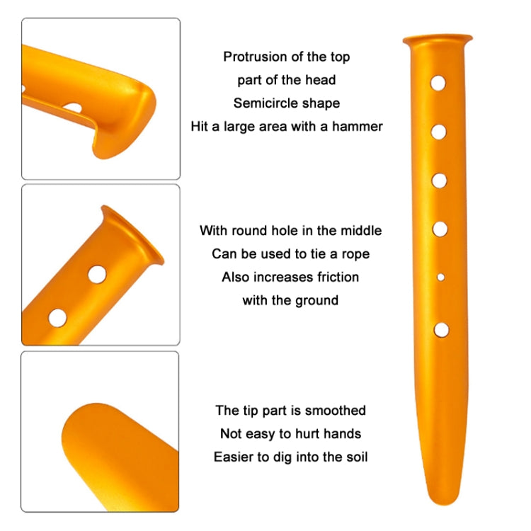 Outdoor Camping Tent Aluminum Alloy Tubular Ground Nails(Gold)