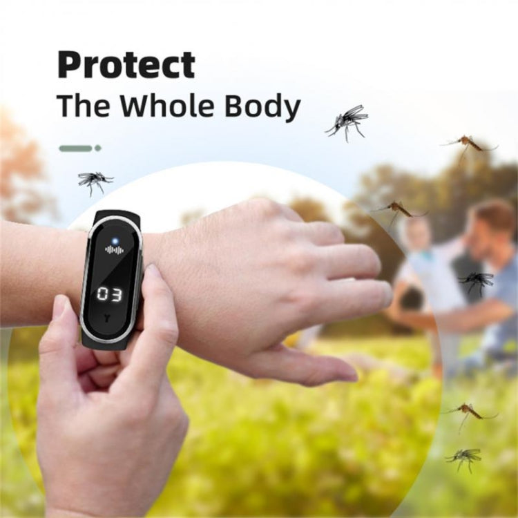 M21  Ultrasonic Mosquito Repellent Bracelet with Step Counter & Clock & Temperature Function(White)