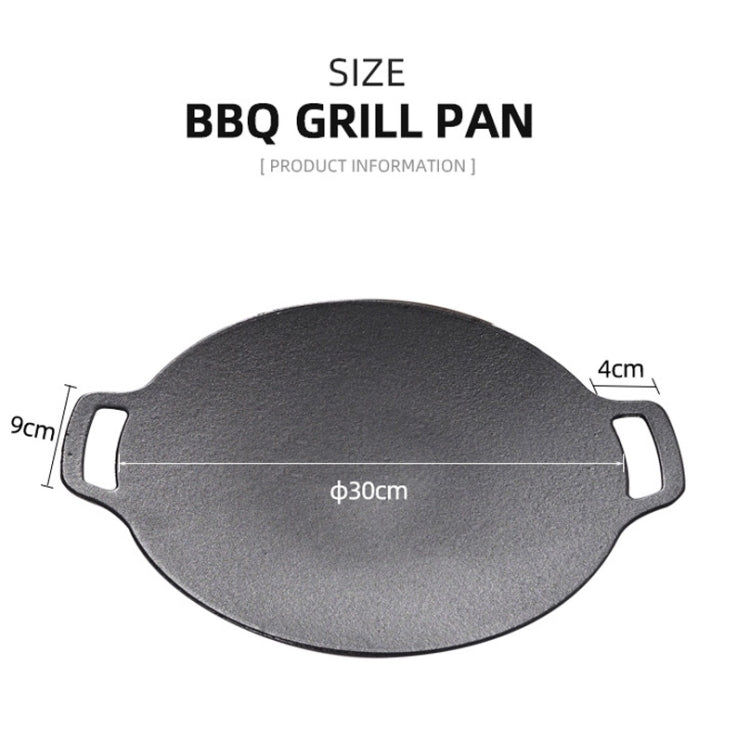 Outdoor Camping BBQ Cast Iron Grill Pan,Style: Baking Pan+Hemp Rope