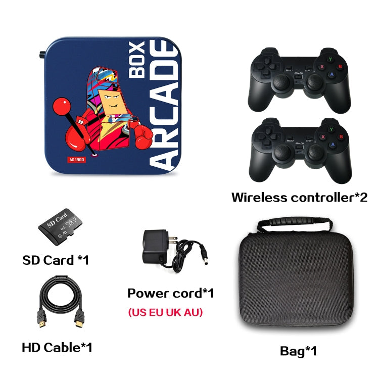 Arcade Box 64G Wireless Video Game Machine Box 4K HD Display For PS1/PSP/N64/DC, EU Plug